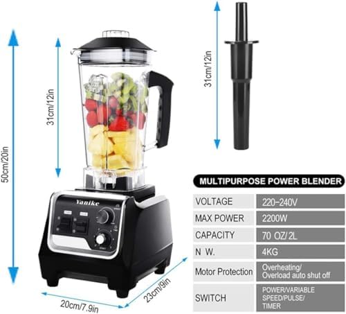 Professional Countertop Blender, 2200W High Power Commercial Blender for Shakes and Smoothies with 70Oz BPA Free Container, Built-in Timer Smoothie Maker Mixer for Crushing Ice, Frozen Dessert — view 4