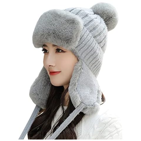 YWINETO Women's Faux Fur Trapper Hat Cover