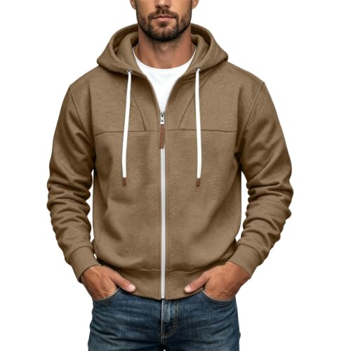 Mens Full Zip Hoodies Fashion Fleece Drawstring Hooded Sweatshirts Jackets - image 6