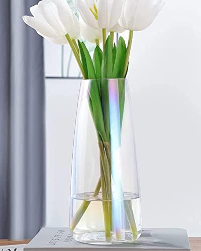 HofferRuffer Flower Vase, Clear Glass Vase for Home Decoration, Modern Floral Container for Living Room / Kitchen / Office / Wedding, Magic Clear