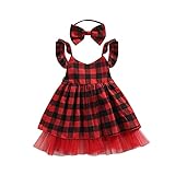 Tejido exquisito: el vestido de Navidad para niña está hecho de algodón de alta calidad y hilo, es suave al tacto, agradable al tacto, ligero y transpirable, buena retención de forma, no es fácil de arrugar y cuidado para la piel del bebé.