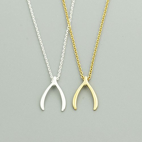 AOCHEE Delicate Lucky Wishbone Pendant Necklace Good Luck Wishbone Necklace 16"4