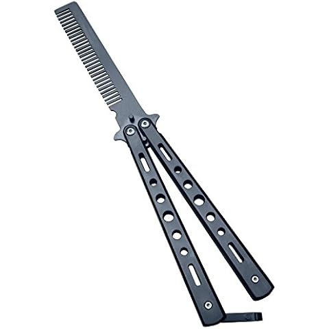Generic New 1Pc Black Metal Practice Butterfly Comb Style Knife Trainer Tool Cover