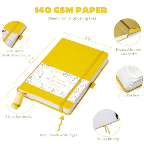 Vivid Scribbles Caderno pontilhado – Papel branco grosso de 140 g/m² – 200 páginas numeradas para di