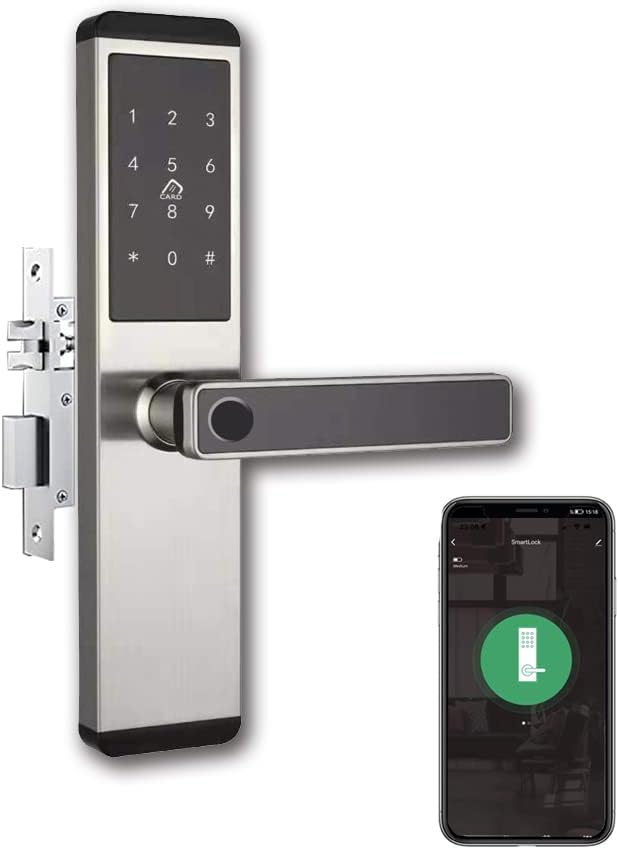 Smart Door Lock Keyless Entry Door Lock Wi-Fi Touchscreen Keypad Door Lock with Reversible Handle Stainless Steel Frame Tuya or Smart Life APP Control for Home Airbnb Office