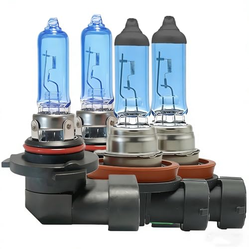Halogen Headlight Bulbs Replacment for Toyota Camry 2007 2008 2009 2010 2011 2012 2013 2014 2015 2016 2017 2018,High Beam 9005/HB3 Low Beam H11 Lights Combo, 5000-6000k White, 120% Brightness, 4 Pack