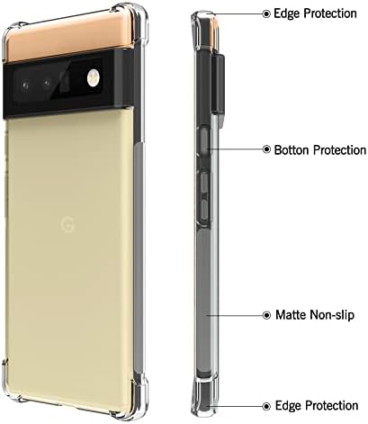 Foluu Pixel 6 Pro Case, for Google Pixel 6 Pro Case Clear, Scratch Resistant Reinforced Corners TPU Rubber Soft Skin Silicone Protective Case Cover for Google Pixel 6 Pro 2021 (Crystal Clear)
