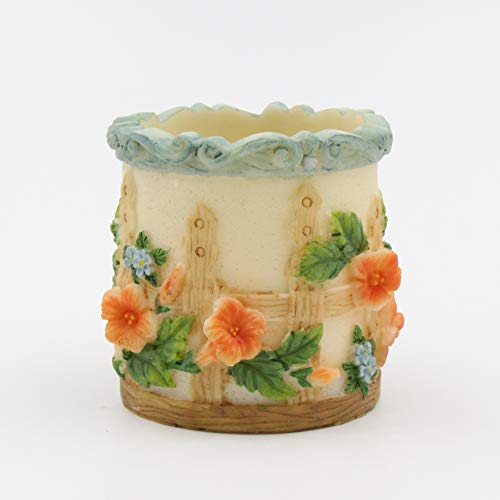 Fine Poly Resin Hummingbird With Trumpet Vine Honeysuckle Flowers Tea Light Candle Holder Cup, 3" #TOP5