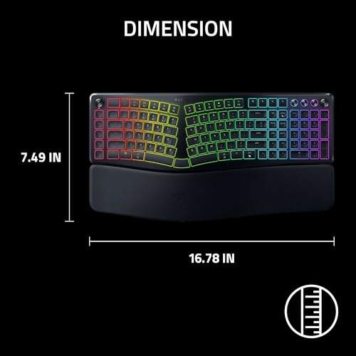 Razer Pro Type Ergo Wireless Split Ergonomic RGB Keyboard: Adjustable Tilt, Wrist Rest, Natural Typing, Multi Device Connectivity (2.4 GHz, Bluetooth, USB Type C), Windows/Mac Compatible - Black by Razer - Image 8