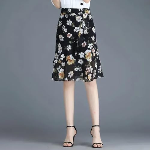 Women Ruffle Floral Tight High Waist Wrap V Summer Vintage Chic and Elegant a Line Casual Skirts2