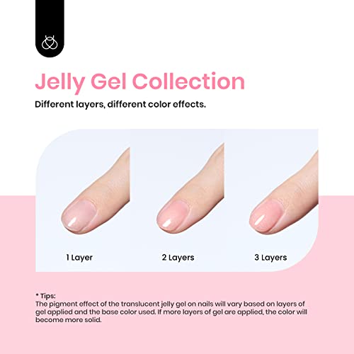 Beetles Gel Polish 6 Pcs Jelly Shimmer Giltter Nails Lady With Dreams Collection Transparent Pink Biege Summer Gel Nail Art Soak Off Nail Lamp Needed Diy Neutral Nail Art Manicure #TOP4