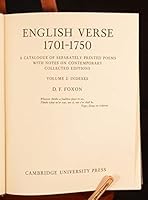 English Verse 1701-1750: A Catalogue of Separately Printed Poems with Notes on Contemporary Collected Editions 0521081440 Book Cover
