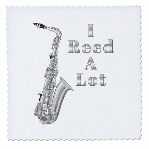 14x14 inch Quilt Square - A Saxophone Pun, I Reed A Lot with a Silver Saxophone. Creative Studios – Music