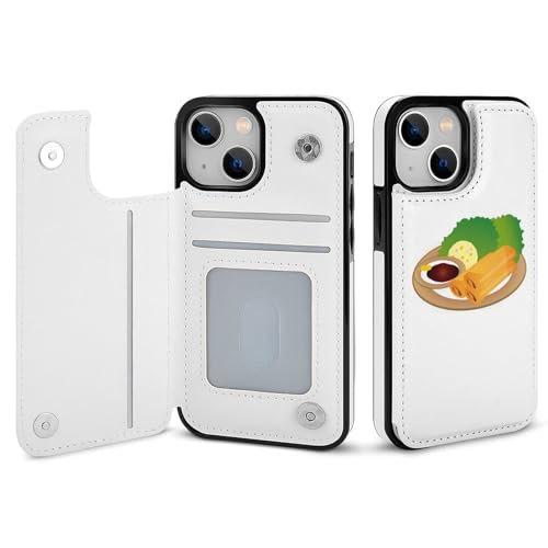 iPhone15ProMax用ケース カバー 手帳型 お皿に盛られた春巻き アイフォン15ProMax用 カード収納 横置きスタンド機能 全面保護 Case
