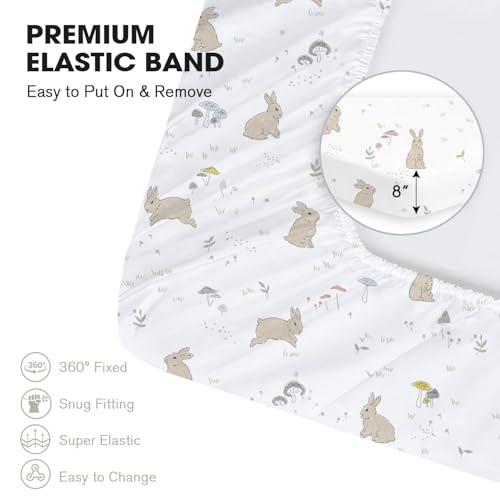 Image of Little Grape Land Crib Sheets 4 Pack for Boys and Girls, Baby Neutral Crib Fitted Sheets for Standard Crib & Toddler Mattress, Super Soft Breathable Fitted Crib Sheet Set (Fog Flower & Fern)