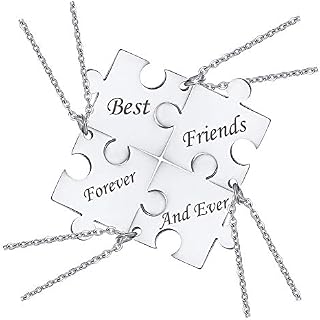 XUANPAI 4Pcs Stainless Steel Customize Matching Puzzle Piece Necklace Best Friends BFF Friendship