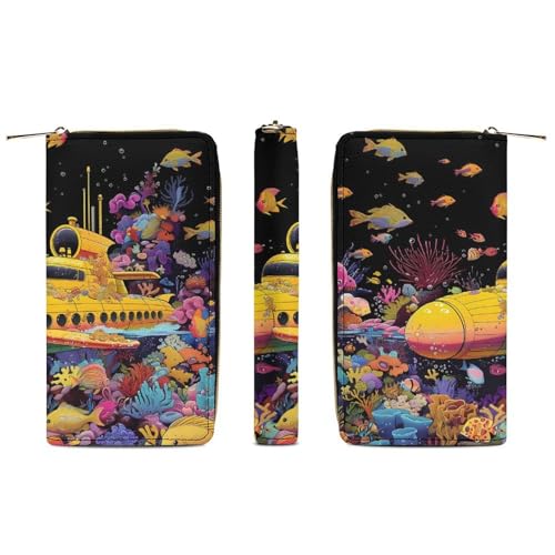 Submarine Wristlet Wallets for Men Women Leather Purse Clutch Cute Card Holder3
