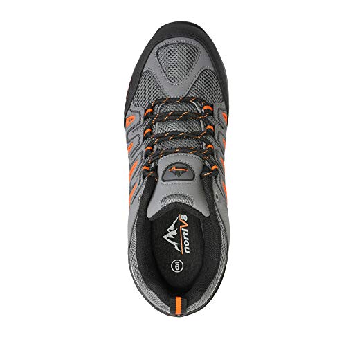 Nortiv 8 Men's Waterproof Hiking Shoes Low Top Lightweight Outdoor Trekking Camping Trail Hiking Shoes Black Grey Orange Size 9.5 M Us Quest-2 #TOP5