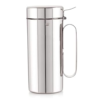 ATROCK® Stainless Steel Oil Dispenser 1 Liter (1000ml) | Oil Container for Kitchen | Oil Can | Oil Dispenser Bottle | Oil Pot with Handle - (Pack of 1, Silver)
