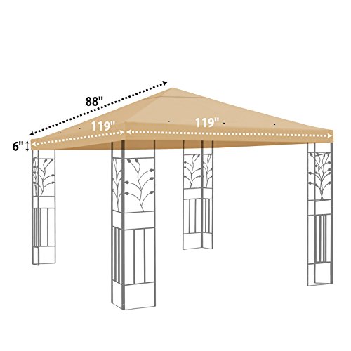 BenefitUSA Replacement Gazebo Canopy Top Patio Pavilion Cover Sunshade Polyester Single Tier, Beige