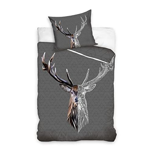 Catherine Lansfield Stag Easy Care Single Duvet Set Multi 9 Carbotex Hirsch Bettwäsche 140x200 cm