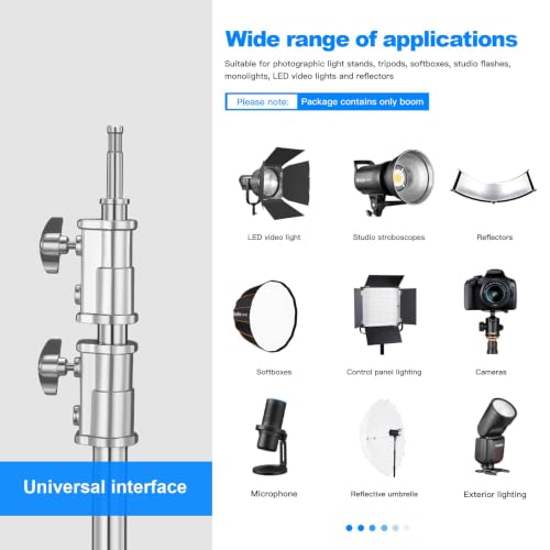 Image of Heavy Duty Extension Boom Arm Bar for Photography C Stand and Light Stand,Adjustable 3.6-8.2ft Crossbar Holding Arm with Sand Bag for Softbox,Studio Strobe,Monolight,LED Video Light,Reflector ect.