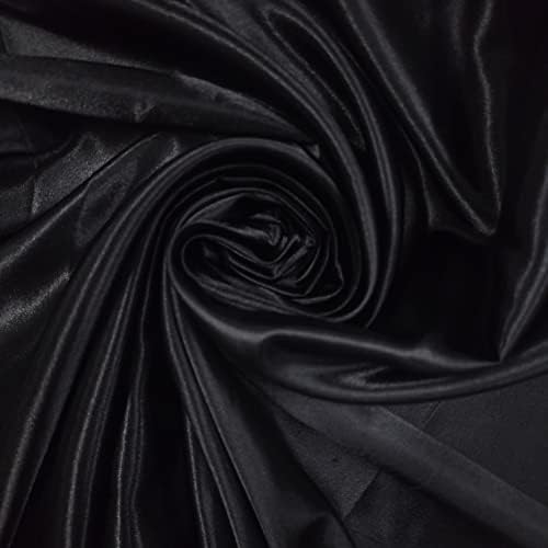 Textile Station Polyester/Poly Silk Silky Satin Fabric, Dressmaking, Wedding, Prom - Dress Craft Fabric Material 58" - 150 cm Wide Sold As 1 Meter Pre - Cut Lengths (Black, 1 Meter (PRE Cut))