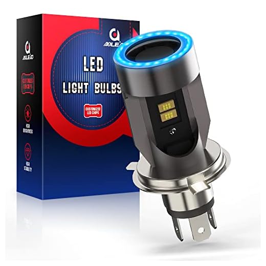 Bombilla H4 LED para Moto con Ojos de Angel, 6400LM Moto LED Faro, 12V 1 Lámpara