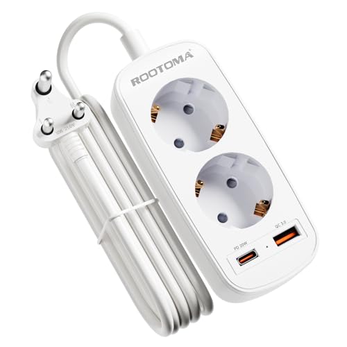 Reiseadapter Indien, Sri Lanka mit PD20W USB Schnellladegerät, Reisestecker Typ D, 2-Fach Steckdosenadapter für Indi, Sri Lanka, Nepal, Irak, Madagaskar, Namibia, Tansania, 1,5M Kabel, Typ D