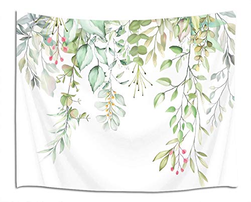 Lb Green Leaf Tapestry Eucalyptus Leaves Tapestry Tropical Plant Watercolor Leaf Spring Botanical Floral Tapestry Wall Hanging For Bedroom Living Room Dorm Wall Art Home Decor 60X40 Inch #TOP3