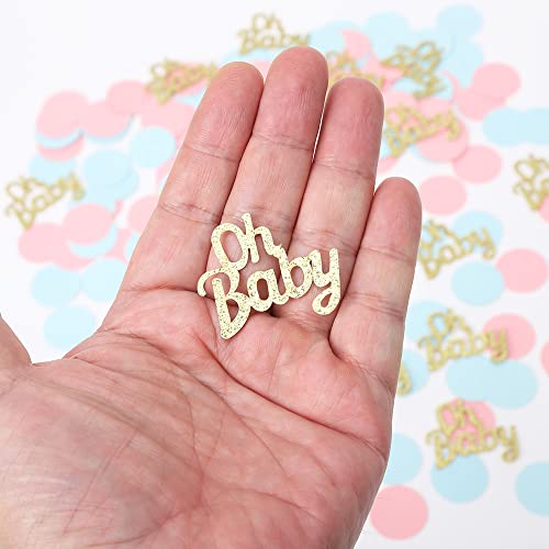220 Pcs Gender Reveal Confetti Glitter Oh Baby Shower Confetti Pink Blue Round Table Confetti For Baby Shower Gender Reveal Party Decorations #TOP2