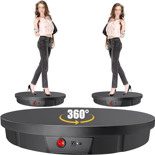 RIEJIN Motorized Rotating Display Stand, 360 Degree Electric Rotating Turntable for Digital Product/Models & All Kinds of Heavy Products (Color : Black)