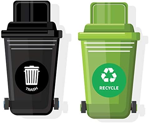Recycle And Trash Decal/Sticker Signs (8.5 inches) - Waterproof-2pk; Removable, Durable, Air-Release, Weather-Resistant, Long Lasting Vinyl Labels For Recycling And Trash Bins, Indoor And Outdoor Use.