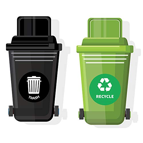 Recycle And Trash Decal/Sticker Signs (8.5 Inches) - Waterproof-2Pk; Removable, Durable, Air-Release, Weather-Resistant, Long Lasting Vinyl Labels For Recycling And Trash Bins, Indoor And Outdoor Use. #TOP5