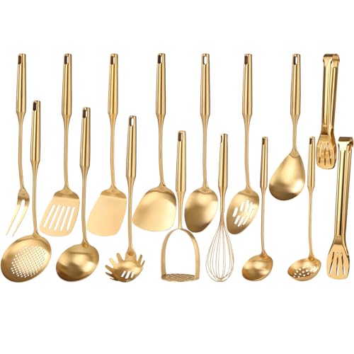 Gold Cooking Utensils Set - 18/10 Stainless Steel Small and ...