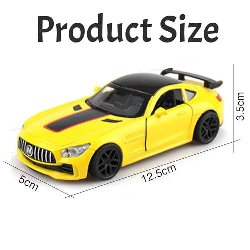 Image of SHAKTISM Die-Cast Metal Car Toy -1:36 Scale, Opening Doors, Pull Back Function, Collectible Toy, Racing Car for Kids Birthday Gift for Boys Girls (Yellow Benz GT Diecast)