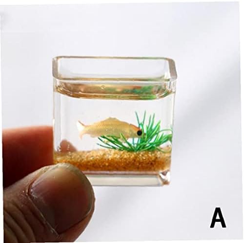 PiniceCore Miniature Glass Fish Tank 1/12 Scale Miniature Dollhouse Fish Tank Models Accessory Toy for Dolls