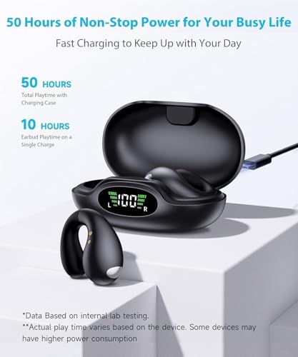 Boytond Ultra Open Ear Earbuds - Ergonomic Clip-On Earbuds, Small Bone Conduction Over-The-Ear Headphones with Waterproof Design, Perfect Running Headphones for Sports and Fitness, Onyx Black — view 6