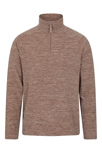Mountain Warehouse Snowdon Mens Micro Fleece Top - Breathable Antipill, Half Zip Collar Sweater, Quick Drying Smooth Pullover - For Spring Summer & Outdoors Brown L
