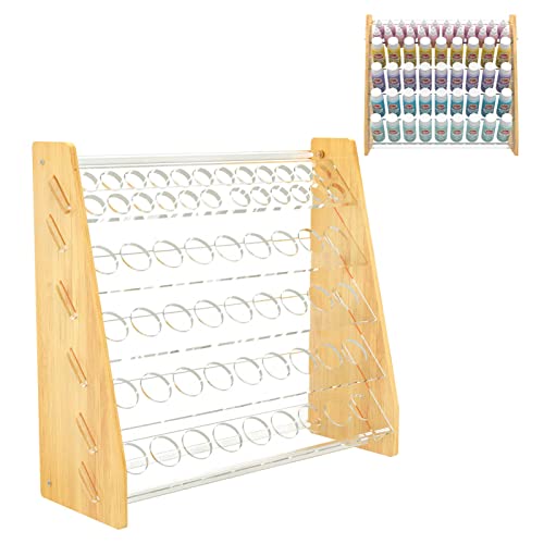 Acrylic Paint Organizer Rack For 60 Bottles, 5 Tiers Bamboo Craft Hobby Paint Holder Storage Paint Rack Display Stand, Pigment Organizer Holder Ink Bottle Stands For Miniature Paint Set #TOP5