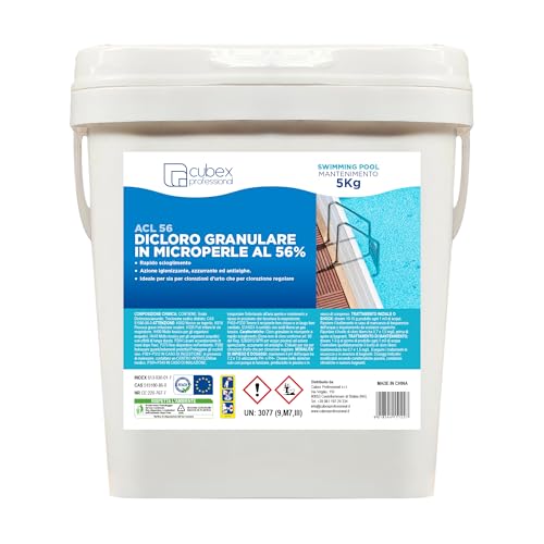 Cubex Professional ACL 56-5 kg | Dicloro Cloro Granulare 56% per piscina in microperle | Pulizia e Igiene | Manutenzione acqua piscina