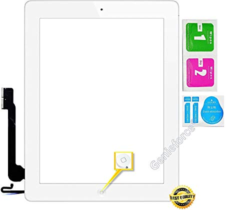 Écran tactile en verre Retina pour iPad 4 blanc avec câble flex bouton Home et kit