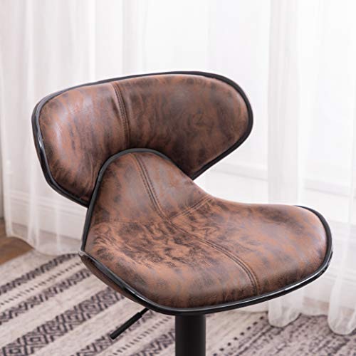 Roundhill Furniture Masaccio Butaco Ajustable con Tapizado Marrón Envejecido y Base Cromada, Set de 2 miniatura 6