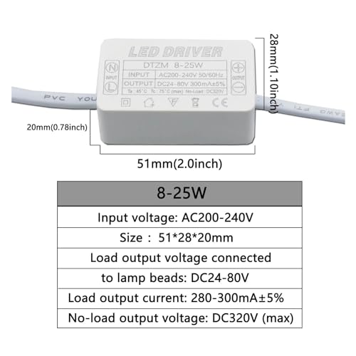 Driver LED 36-50W 300mA transformador corriente constante AC240V panel luz downlight 4