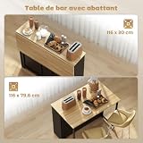 HOMCOM table de bar extensible, 116 cm avec abattant photo 4