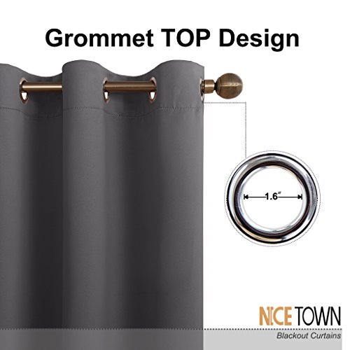 Nicetown Sliding Patio Door Curtains - Grey Blackout Room Darkening Door Vertical Blinds For Dining Room With Grommet Top (Gray, 100 Inches W X 95 Inches L) #TOP1