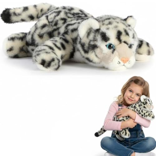 Animal de Peluche de ansiedad ponderado, Juguetes de Peluche de Leopardo de Las Nieves para apoyar el sueño, Linda Almohada para abrazar para niños y Adultos 30cm