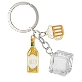 Design Ludique et Créatif : Ce porte-clés sur le thème de la bière inclut trois accessoires amusants : une bouteille 