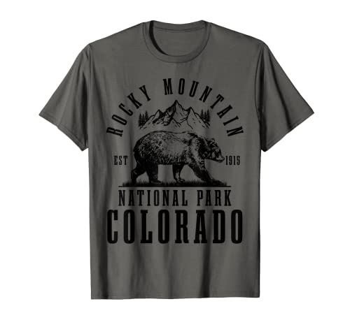 Rocky Mountains Colorado Vintage National Park Bear Randonnée T-Shirt