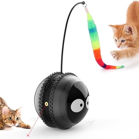 AIPERRO Cat Toys for Indoor Cats, Innovative Interactive Cat Toy Ball with Bird Chirping, USB Rechargeable Automatic Exercise Rolling Cat Toy for Bored Indoor Adult Cats Kittens, Black Cover